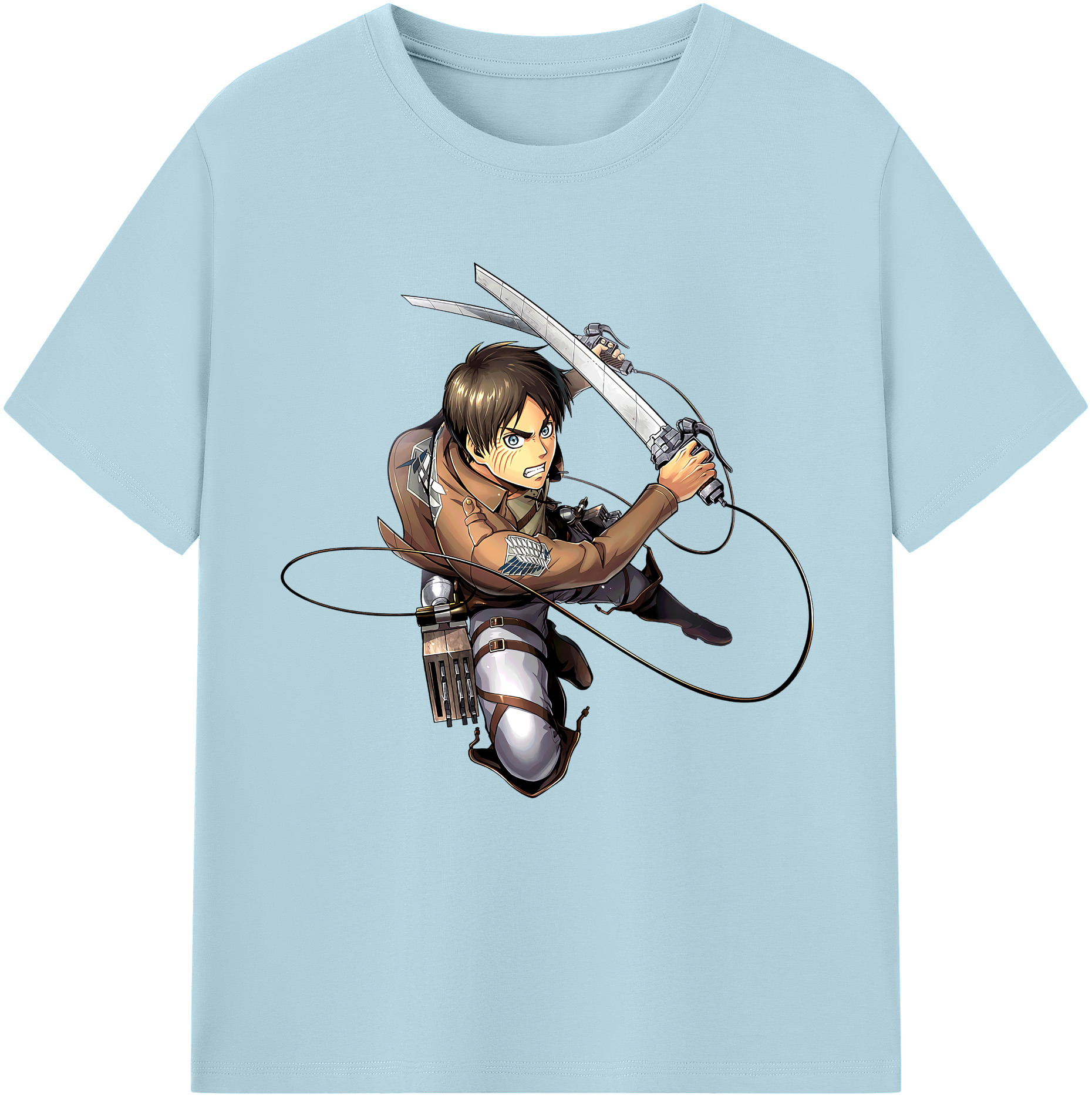（画像用） 進撃の巨人 エレン･イェーガー Attack on Titan Eren Jäger 綿100％半袖Tシャツ（フロントプリント）